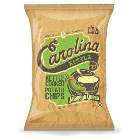 1 IN 6 SNACKS 1 in 6 Snacks Carolina Cozumel Jalapeno Queso Kettle Cooked Potato Chips 2 oz Bagged 10606